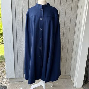 VTG 70s Barry Ashley Wool Cape Navy Blue Union Made USA Cloak Dark Academia Goth